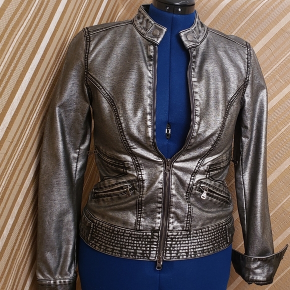 calvin klein band collar moto jacket